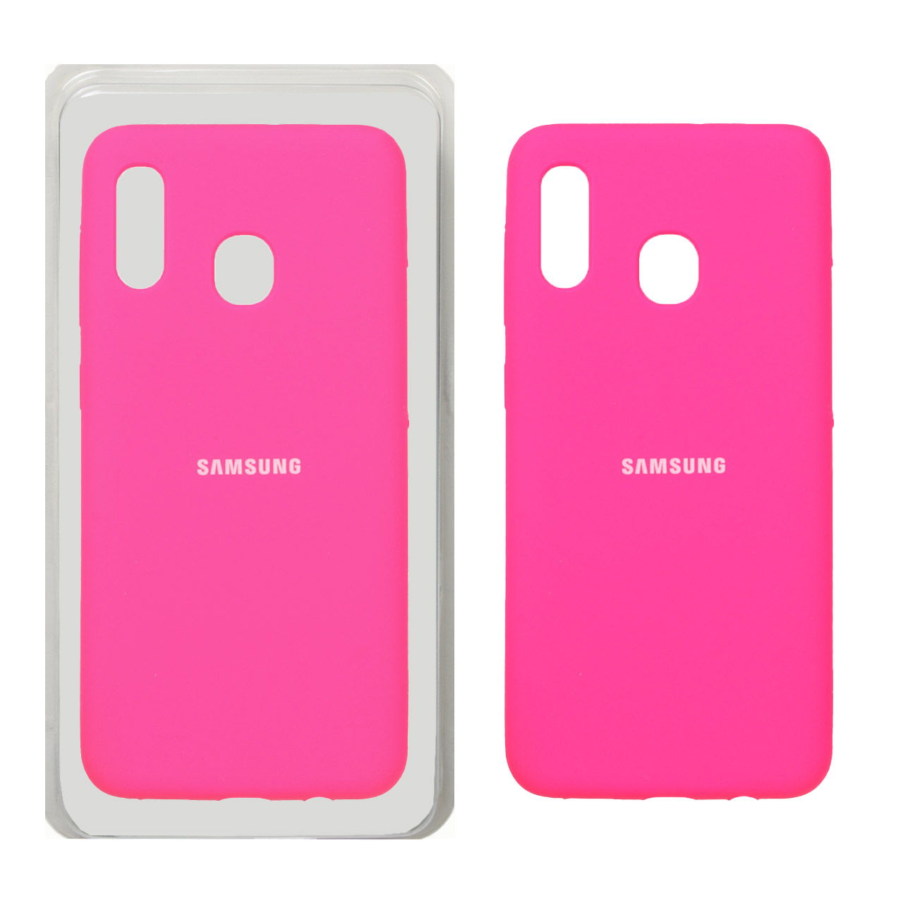 قاب سیلیکونی پاک کنی اورجینال Samsung Galaxy A30 / A20 - صورتی فانتزی (پک اصلی)